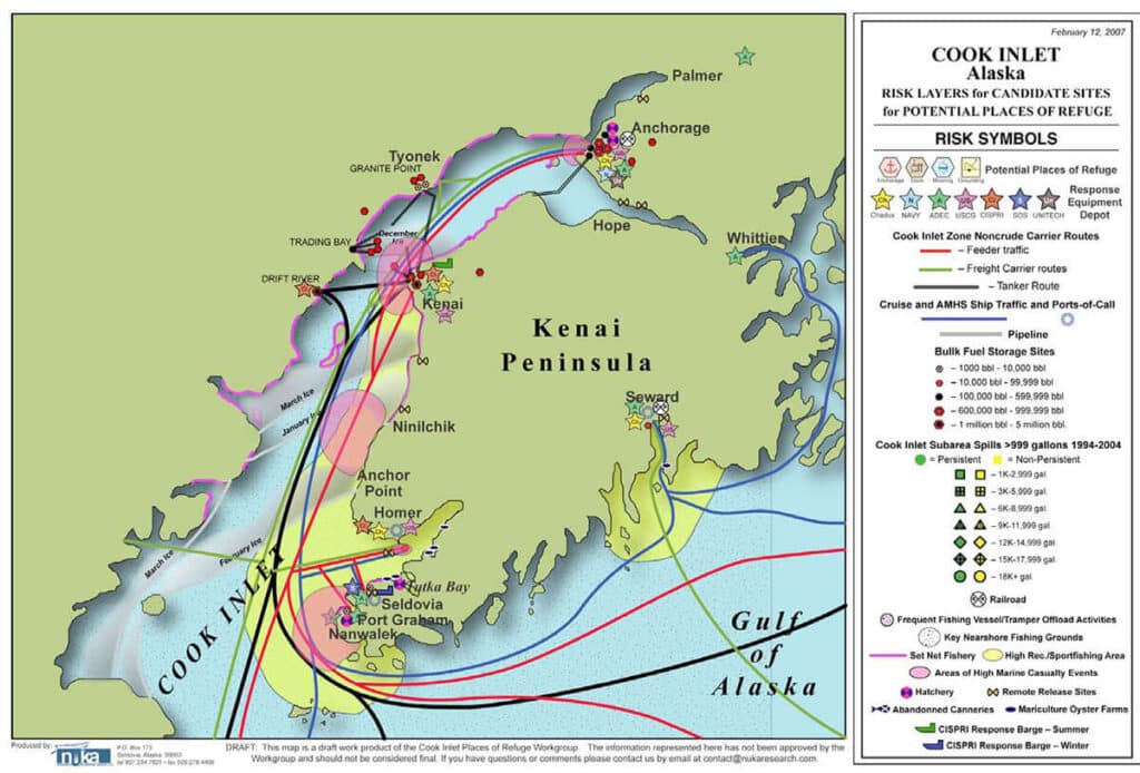 Potential Places of Refuge in Cook Inlet - map